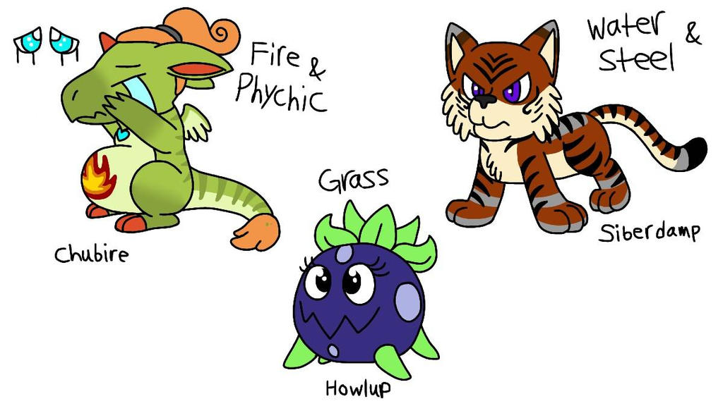 Fakemon starters by Nikko-Kai-Cutie on DeviantArt
