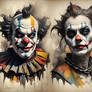 Dark clowns double-portrait