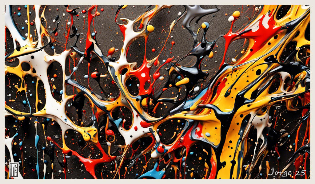 Abstract drip art painting