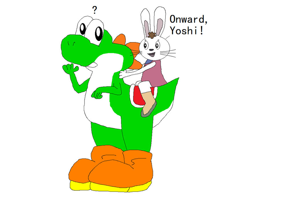Mimi rabbit riding Yoshi by pingguolover on DeviantArt
