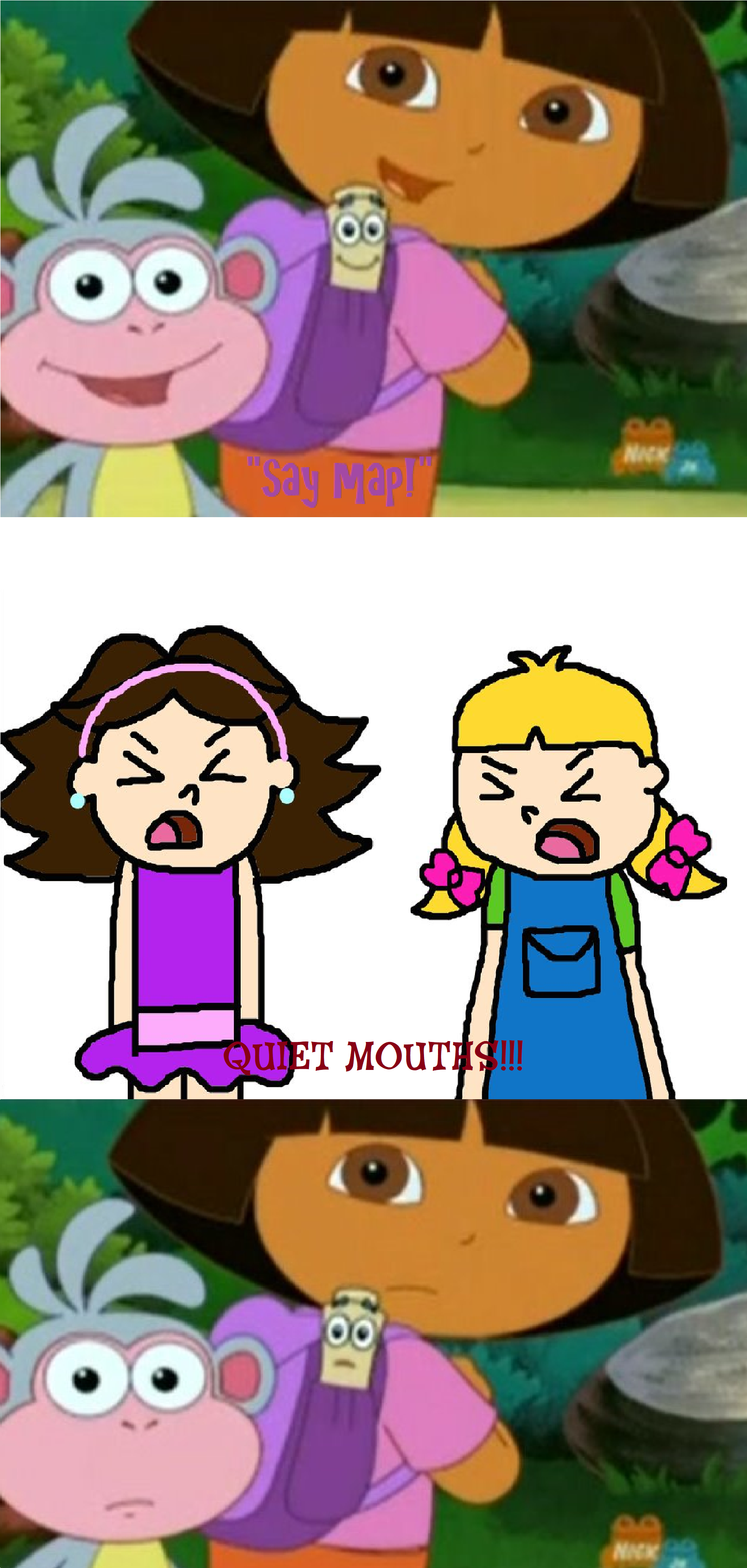 June and Annie yell QM to Dora, Boots, and Map by pingguolover on ...