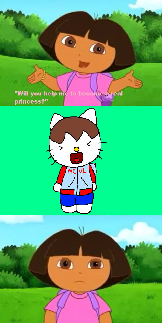 Hello  Kitty  Persona  of Ian screaming at Dora by   Hello  Kitty  Persona  of Ian screaming at Dora by