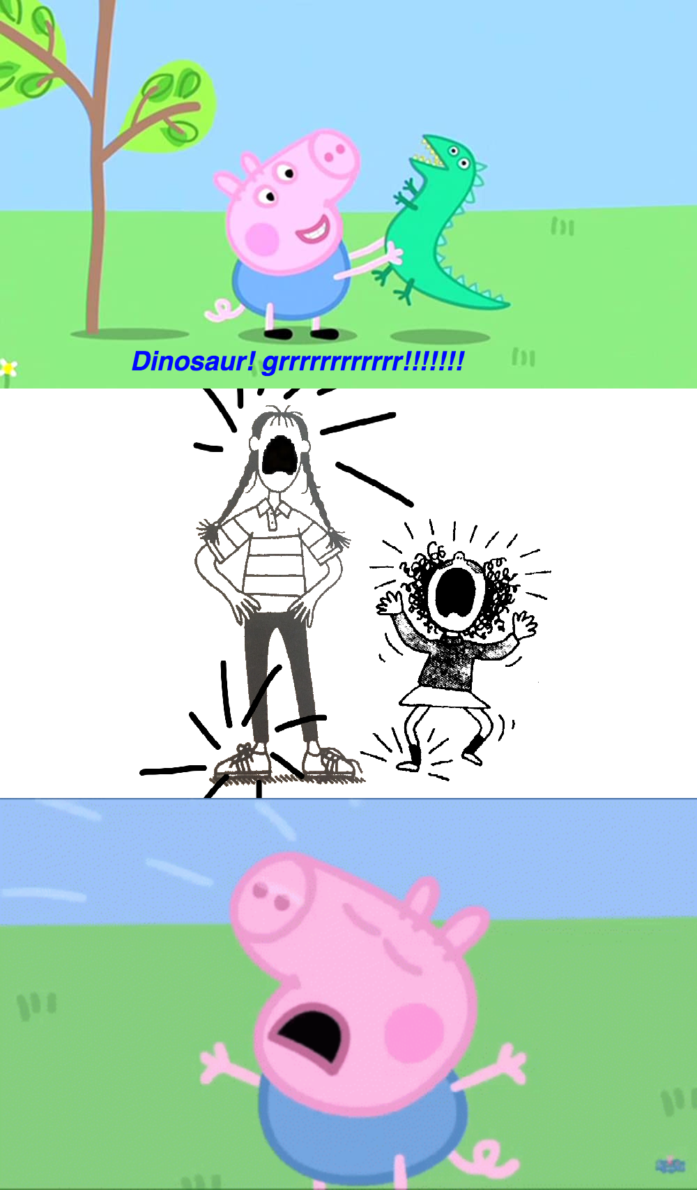Ruby and Tracy screaming at George Pig by pingguolover on DeviantArt