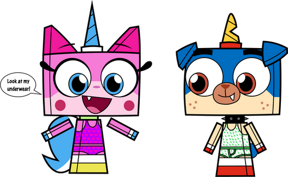 Unikitty and Puppycorn in their underwear 2