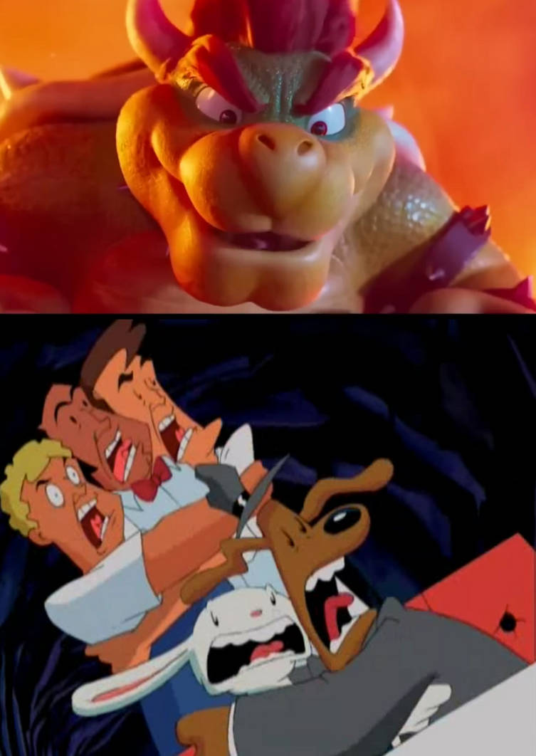 Sam Scared Sam, Max and the men scared of Bowser by pingguolover on DeviantArt