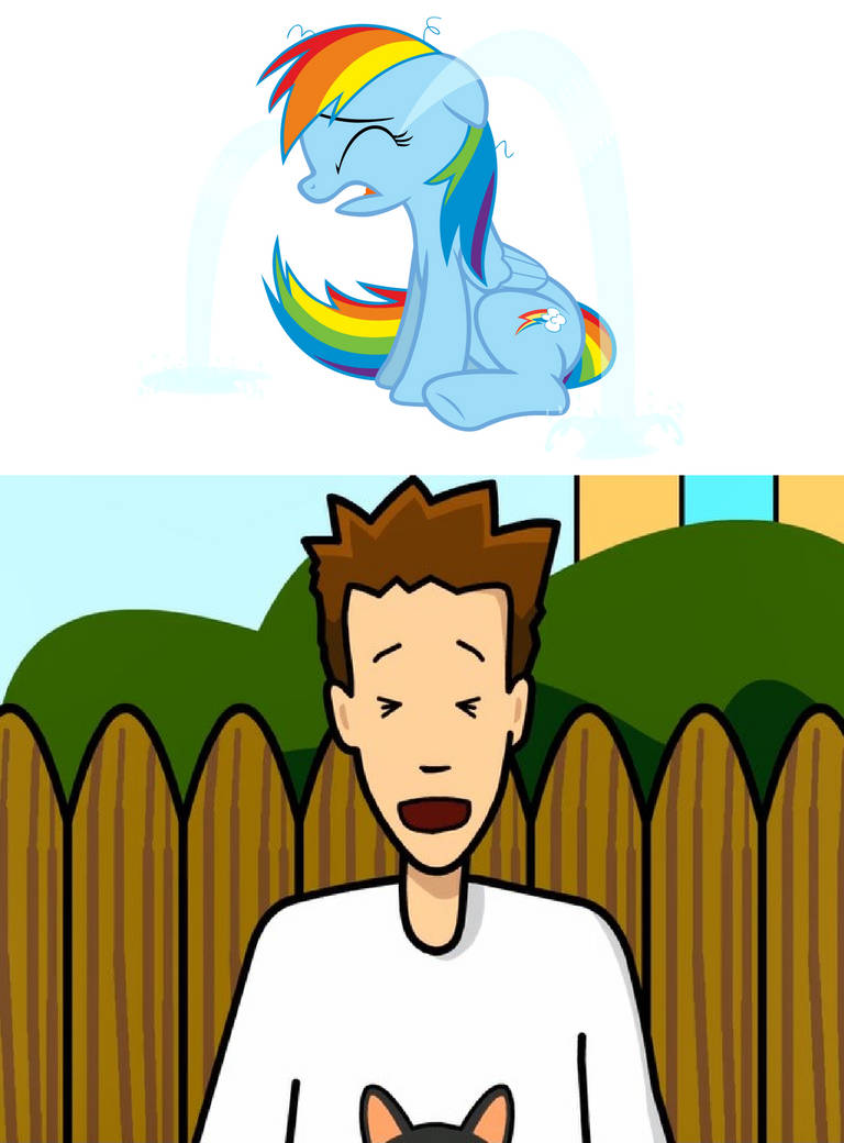 Tim laughs at Rainbow Dash crying by pingguolover on DeviantArt