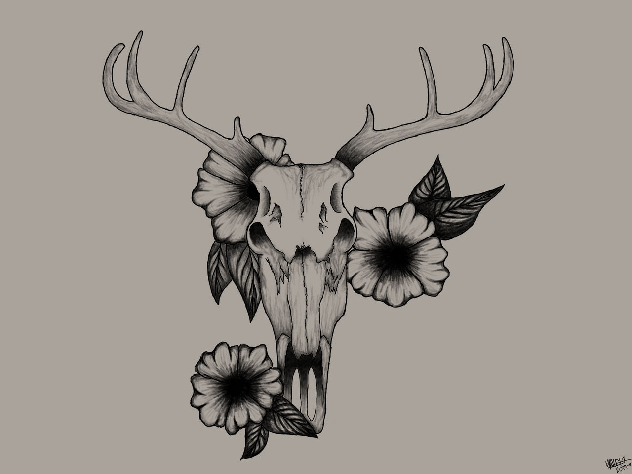 Floral Deer Skull by darkidescent on DeviantArt