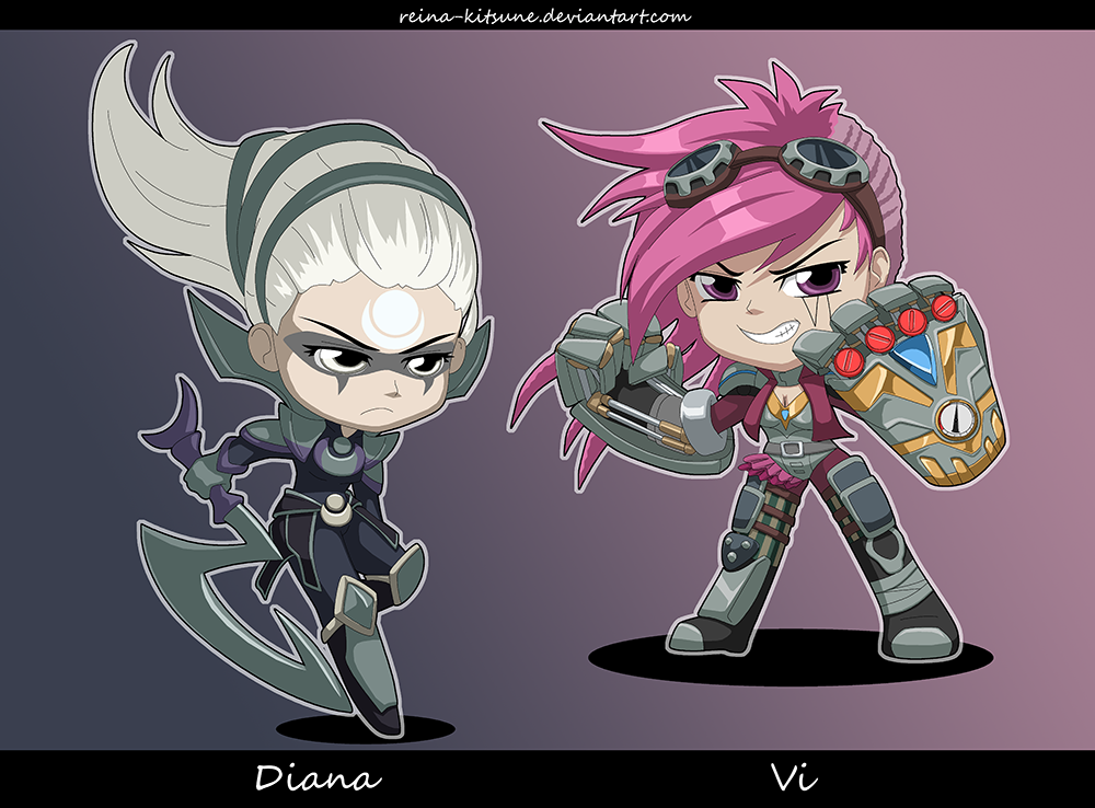 League of Legends: chibi Diana and Vi