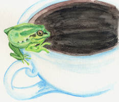 Una rana y un cafe