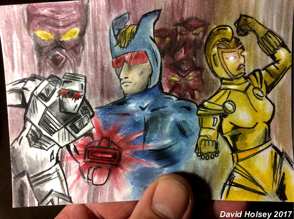 Tribute sketch card to classic ROM spaceknight