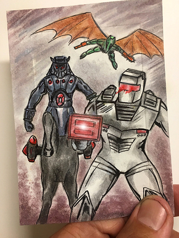 ROM spaceknight vs Baron Karza centaur sketch card