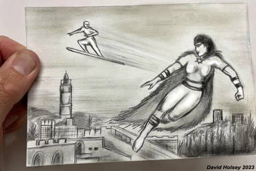 Sabra and The Silver Surfer over Jerusalem Israel