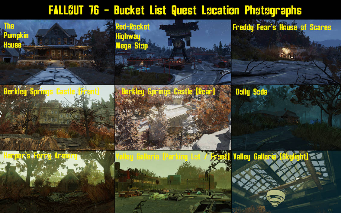 Fallout 76 Bucket List Quest Location Shots By Greatdragonseiryu On Deviantart Fallout 76 Bucket List Quest Location Shots By Greatdragonseiryu On Deviantart