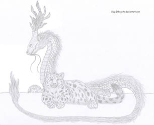 Asian Dragon and Snow Leopard by Guy-Inkognito