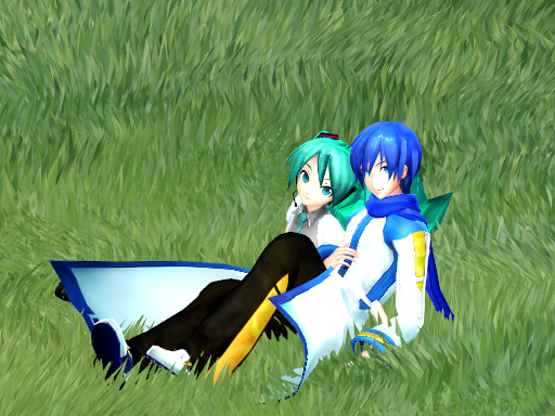 [MMD] Miku and Kaito Sitting on Grass