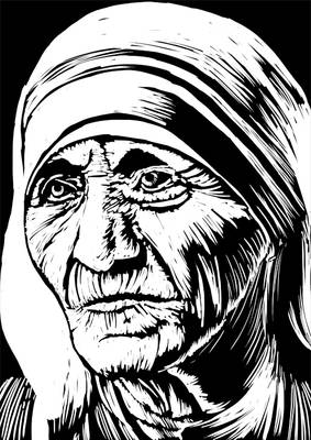 MOTHER TERESA IN BLACK AND WHITE