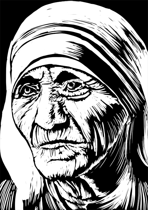 MOTHER TERESA IN BLACK AND WHITE