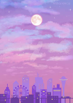 Night version from the peach pastel city