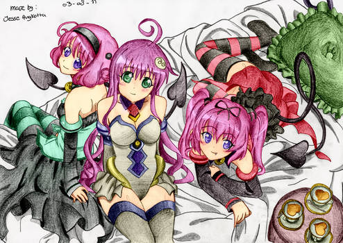 Colored version of the To Love Ru Sisters