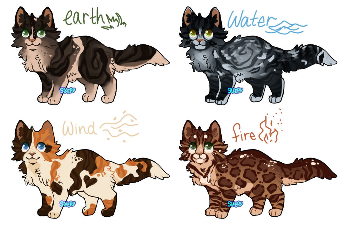 Elemental Cat Adopts (4/4 open!) by IzzyyDraws on DeviantArt