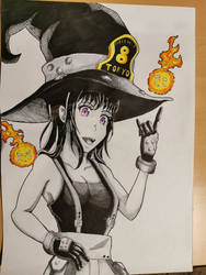 Maki from fire force (Copic and ink) 