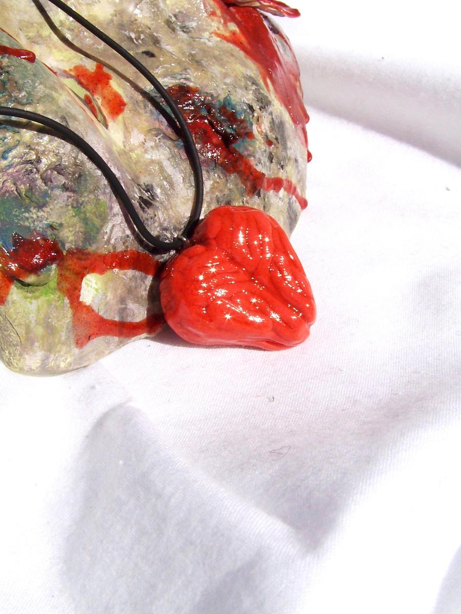 Zombie Brain Heart Pendant