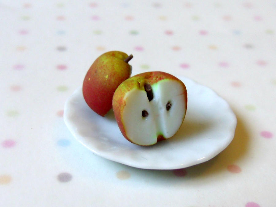 Red apple halves earrings