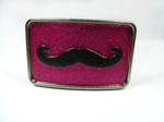 Hot Pink and Black Glitter Mustache Belt Buckle by kawaiibuddies