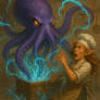 Giant octopus attacking wood elf chef