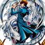 Kaiba and 3 Blue Eyes White Dragons