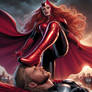 Scarlet Witch stepping on Thor 