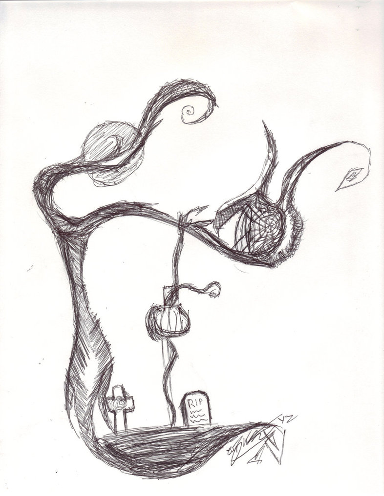 Tim Burton Tree Illustration