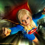Supergirl above the city