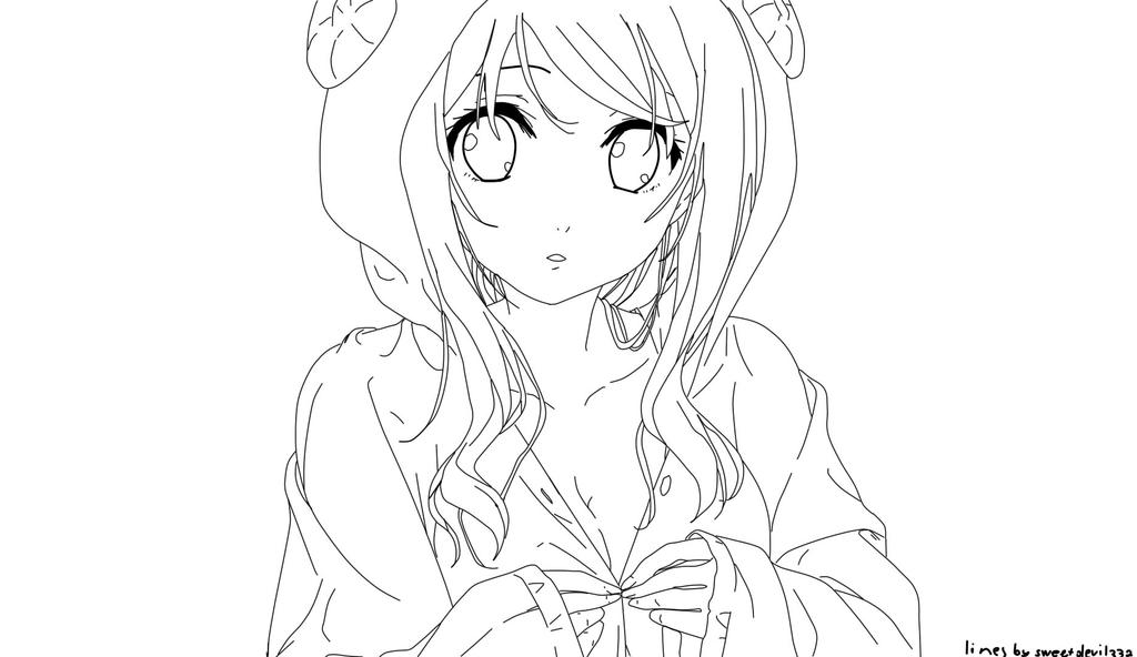 Free Anime girl lineart