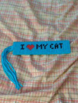 I love my cat bookmark (blue)