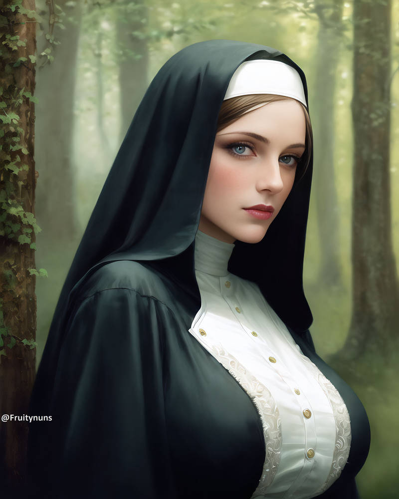 Portrait of a nun in a forest by FruityNuns on DeviantArt