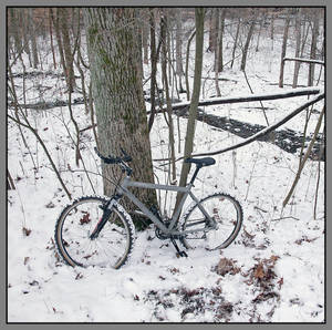 Snow by bike. L1020629, with story