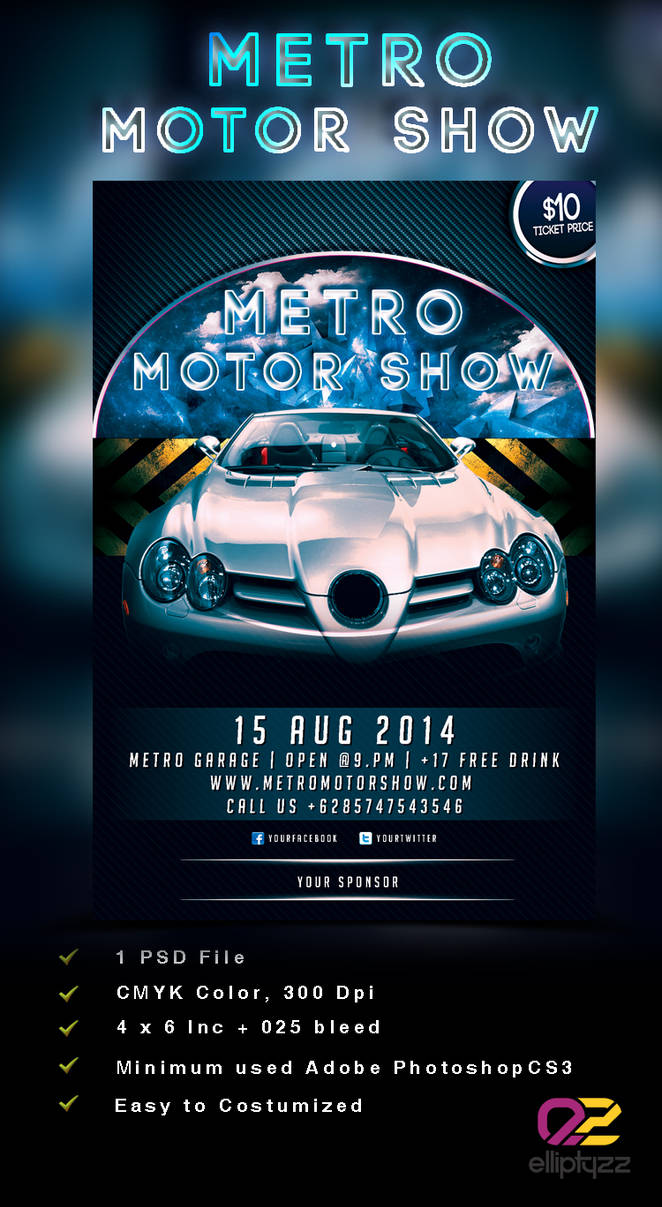 :: Metro Motor Show Flyer Template PSD ::
