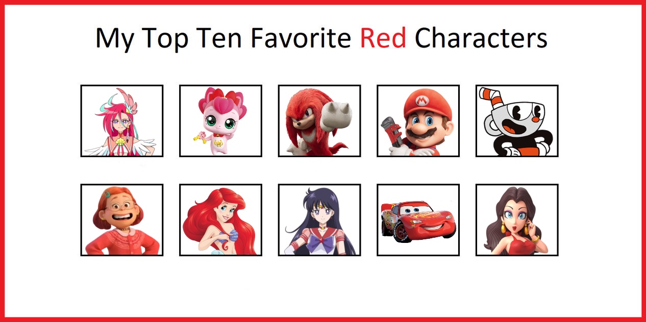 My top ten favorite red characters by 07Maria on DeviantArt