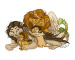 Happy Manticore Family by GingerOpal