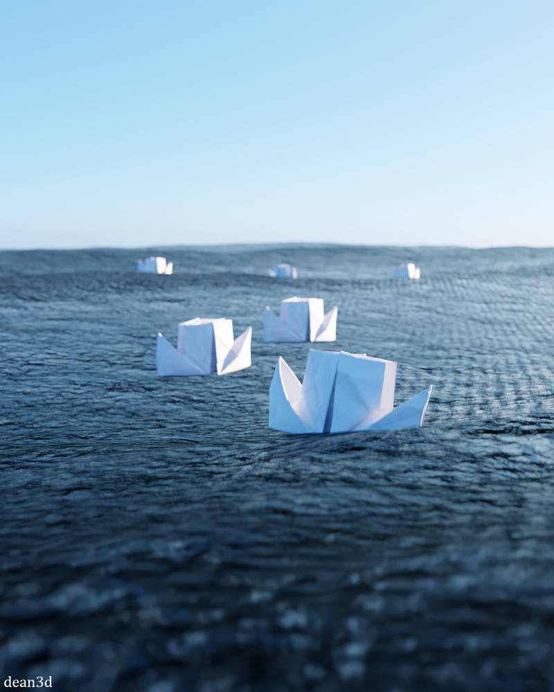 Paper Boats floating freely on a ocean by Dean3D on DeviantArt