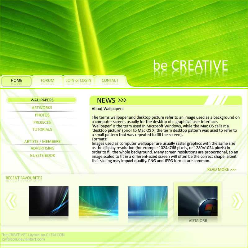 be CREATIVE - Layout