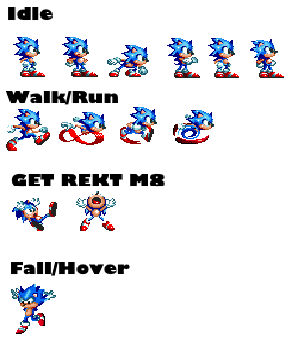 CD: Sonic's Unused Transformation Moving/Running Sprites