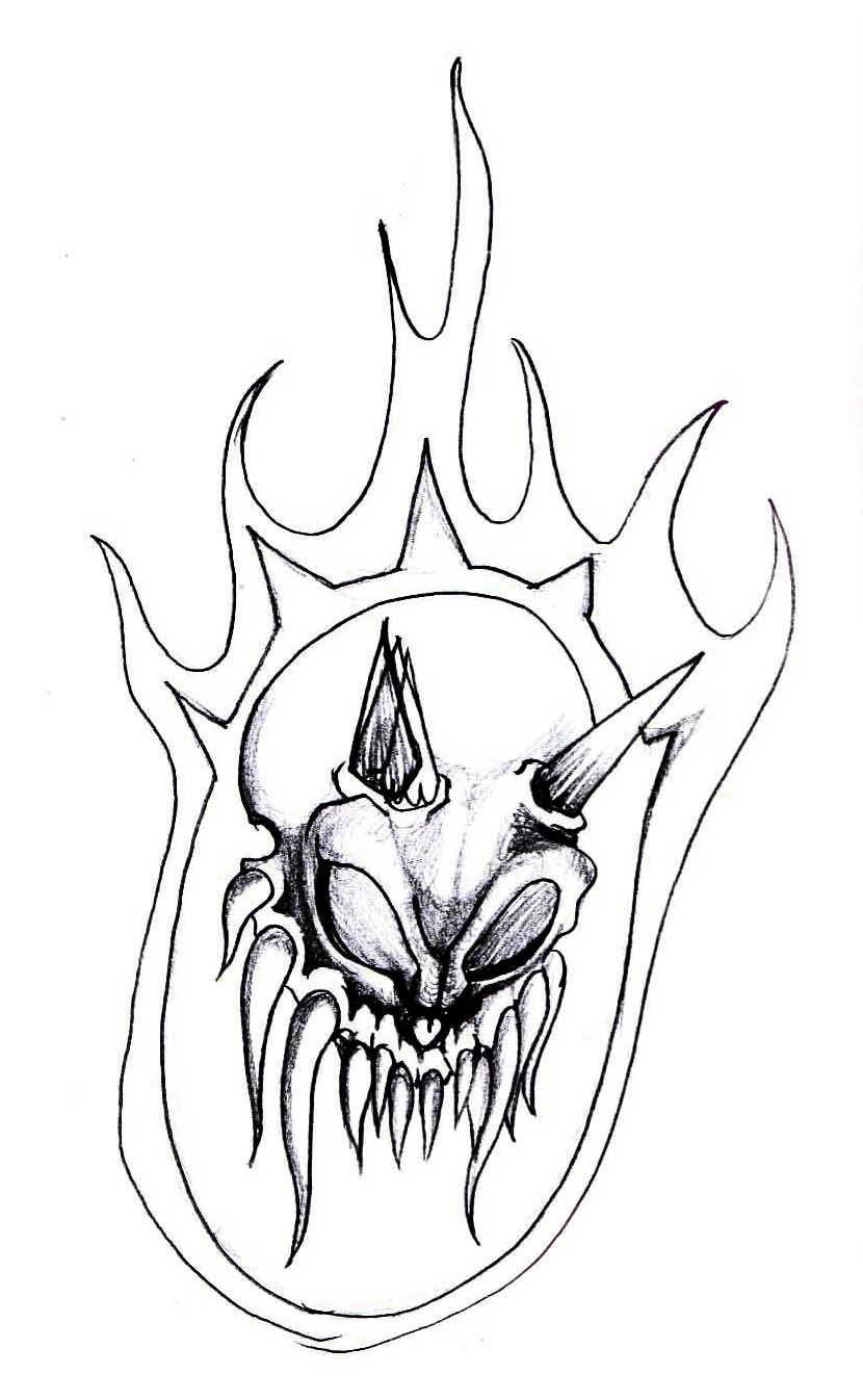 Flaming skull