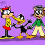 Daffy Duck with Johnny and Kitty