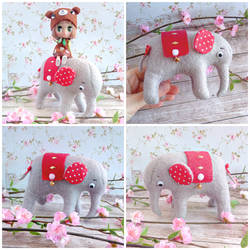 Grey retro vintage cute elephant