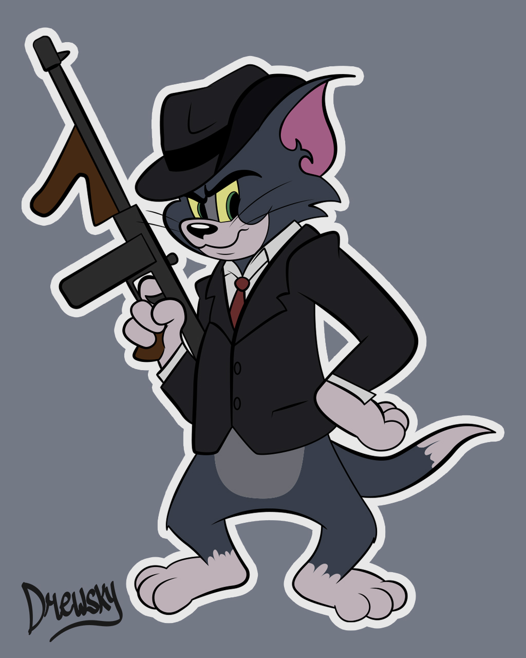Tom With Tommy Gun by DrewskyDraws on DeviantArt