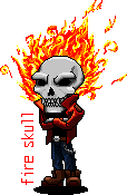 Fire Skull pixeled