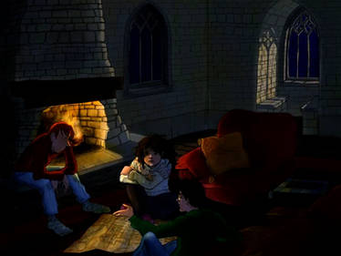 Gryffindor common room at night