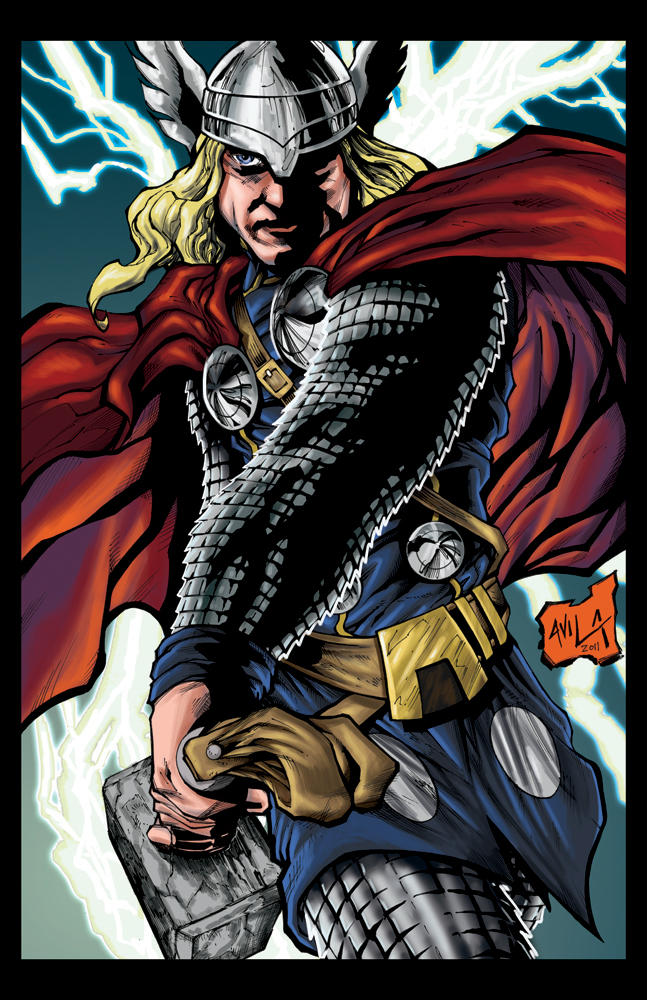 Thor God of Thunder colored